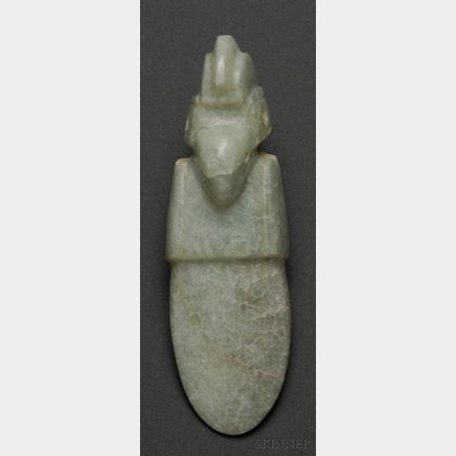 Pre-Columbian Carved Jade Bird Pendant