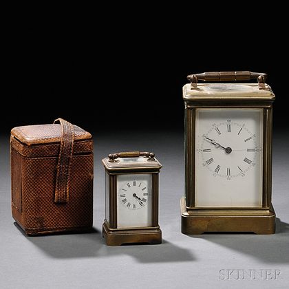 Two Brass and Glass Carriage Clocks