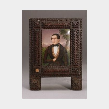 Framed Painted Porcelain Portrait Miniature of a Gentleman