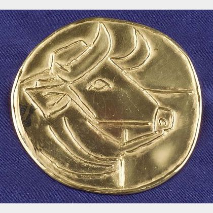 Artist-Designed 23kt Gold Pendant, Pablo Picasso