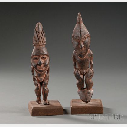 Two New Guinea Carved Wood Ancestor Figures