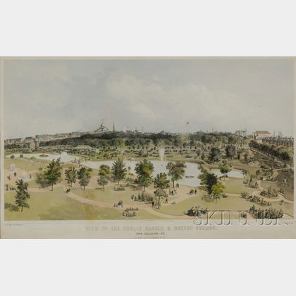 J.H. Bufford, lithographer, P.R. Stewart & Co., publisher VIEW OF THE PUBLIC GARDEN & BOSTON COMMON FROM ARLINGTON ST.