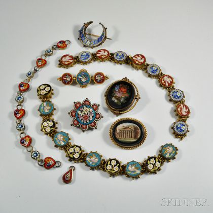 Group of Antique Micromosaic Jewelry