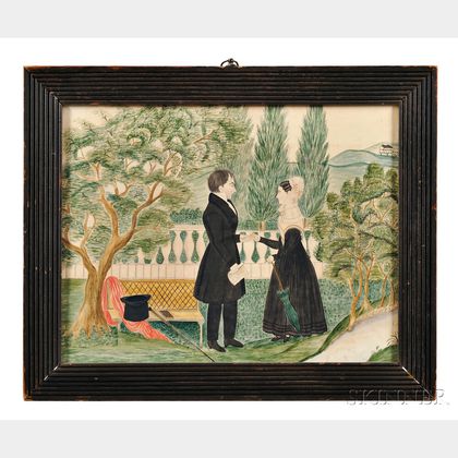 Watercolor of a Courting Couple