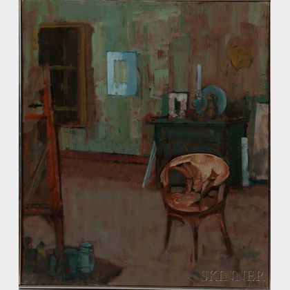 John Edward Heliker (American, 1909-2000) Studio Interior with Chair