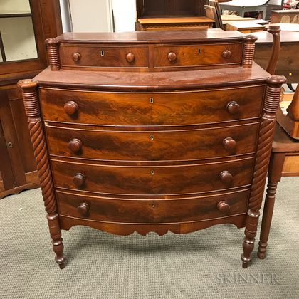 Late Federal Mahogany Bow-front Chest of Drawers