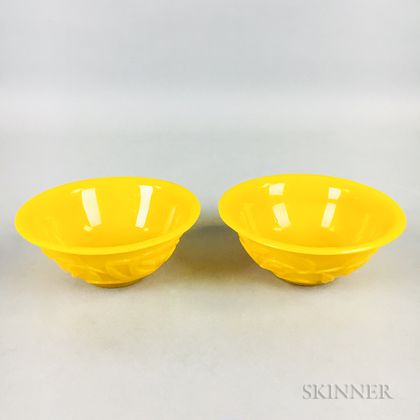 Pair of Yellow Peking Glass Bowls