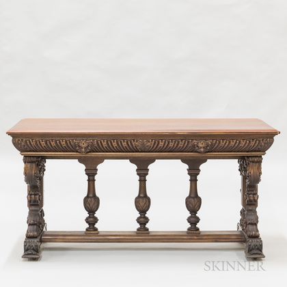 Renaissance-style Carved Walnut Library Table