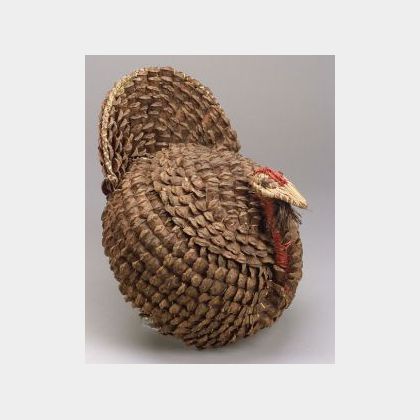Southeast Coiled Pine Needle and Pinecone Turkey Basket