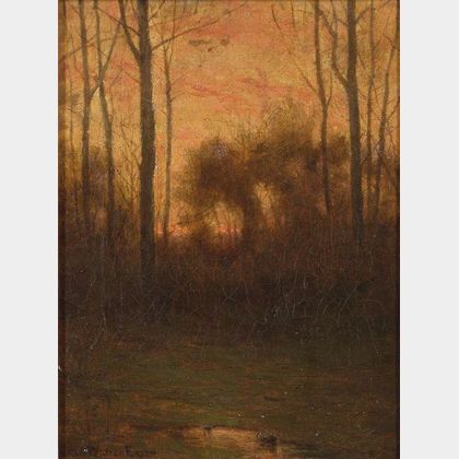 Charles Warren Eaton (American, 1857-1937) Woodland Landscape at Sunset