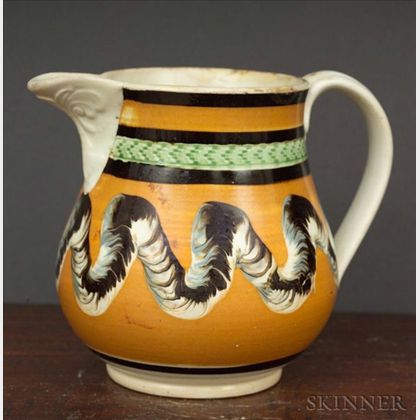 Small Mochaware Jug with Earthworm Decoration