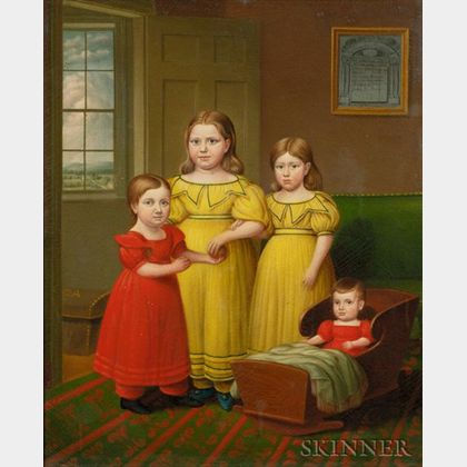 Deacon Robert Peckham (1785-1877) Portrait of the Children of Oliver Adams, 1831, Bolton, Massachusetts.