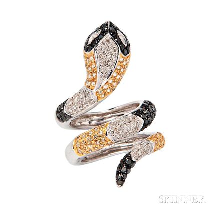 14kt White Gold and Diamond Snake Ring