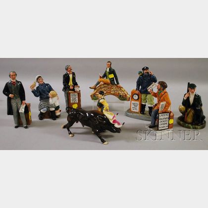 Eight Royal Doulton Porcelain Figures and Figural Groups