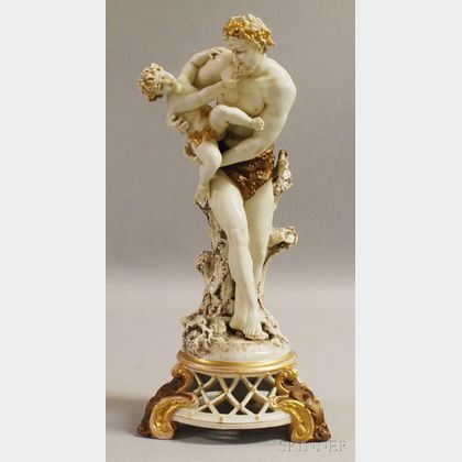 German Classical Porcelain Figure of a Man with Child