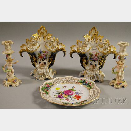 Five Assorted Decorated Porcelain Table Items