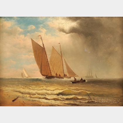 Charles Henry Gifford (American, 1839-1904) Sailboats Under a Darkening Sky