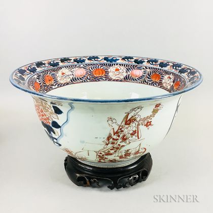 Large Chinese Imari Porcelain Punch Bowl