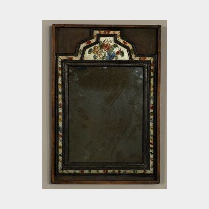 Eglomise and Wood Courting Mirror
