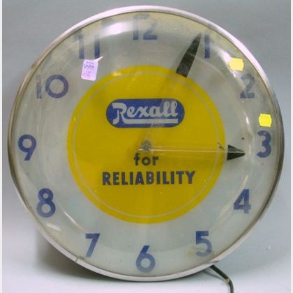 Rexall Advertising Electric Wall Clock