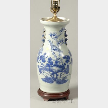 Blue and White Chinese Porcelain Vasiform Lamp