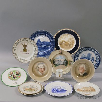 Thirteen United States Political and Historical Ceramic Items