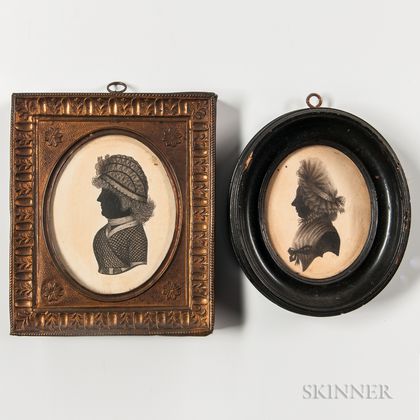Two Silhouette Portraits of Older Women