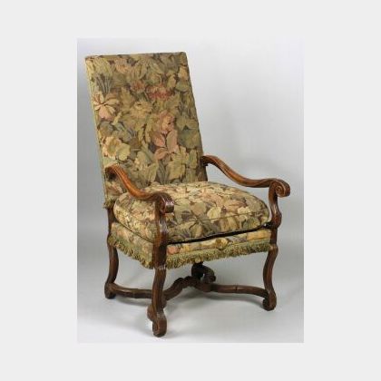 Continental Baroque Tapestry Upholstered Open Armchair