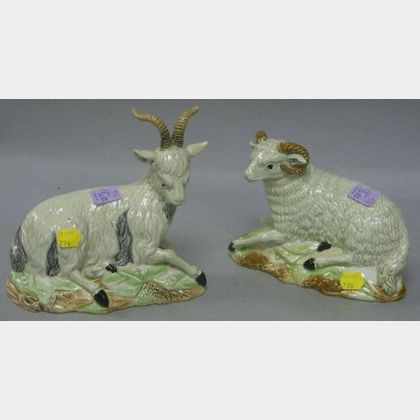 Mottahedeh Ceramic Sheep and Goat. 