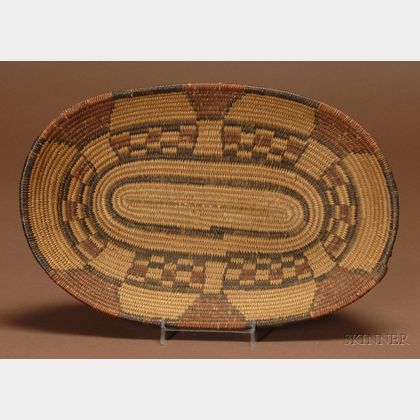 Southwest Polychrome Coiled Basketry Tray