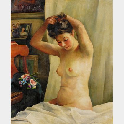 Keith Shaw Williams (American, 1906-1951) Interior Scene with Female Nude