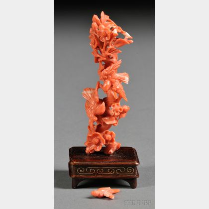 Coral Carving and Wood Stand