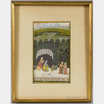 Miniature Painting Depicting Krishna Being Groomed