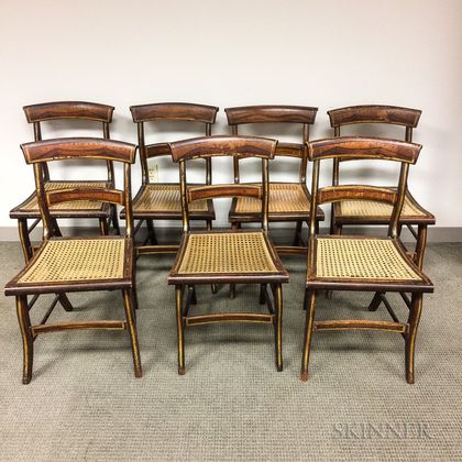 Set of Seven Grain-painted Fancy Chairs
