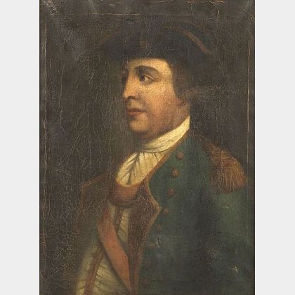 American School, Late 18th/Early 19th Century Portrait of Revolutionary Colonel Christopher Greene (1737-1781).