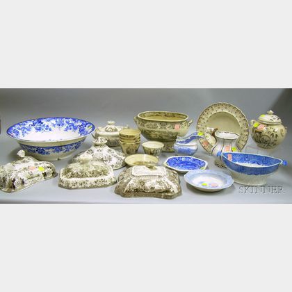 Twenty Pieces of English Transfer Decorated Staffordshire Tableware