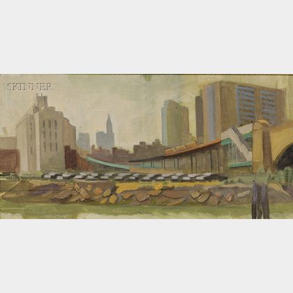 Lot of Two Landscapes: Jack N. Kramer (American, 1923-1983),View of the City