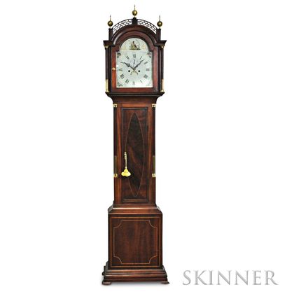 American Mahogany Inlaid Tall Clock