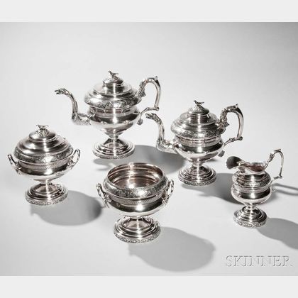 Five-piece American Coin Silver Tea and Coffee Service