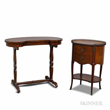 Louis XV-style Side Table and a Marquetry Side Table. Estimate $20-200