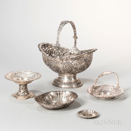 Five Pieces of Continental Silver Tableware