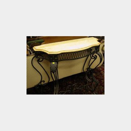 Marble-top Wrought Iron Console Table. 