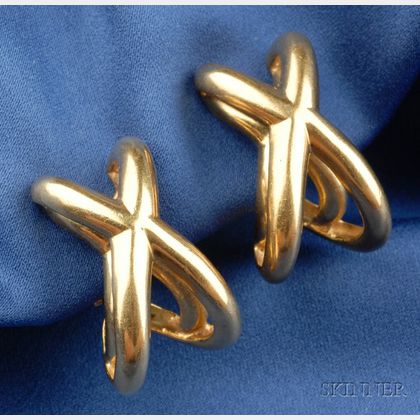 18kt Gold "X" Earclips, Tiffany & Co.