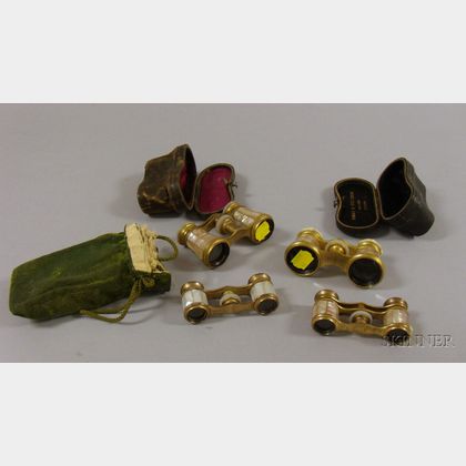 Four Pairs of Mother-of-Pearl and Brass Opera Glasses