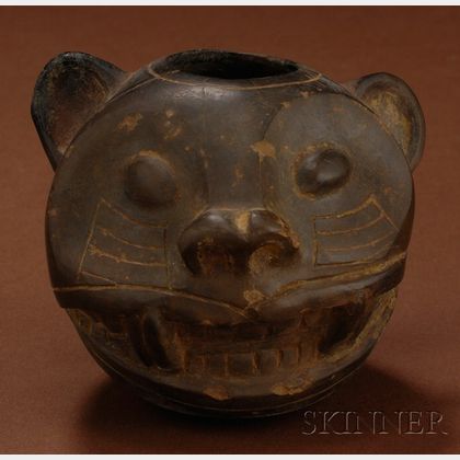 Pre-Columbian Jaguar Head Bowl