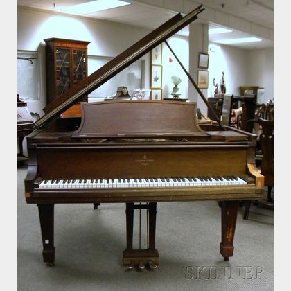 Steinway & Sons Mahogany and Mahogany Veneer Baby Grand Piano
