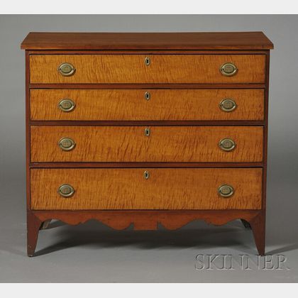 Federal Cherry and Tiger Maple Veneer Chest of Drawers