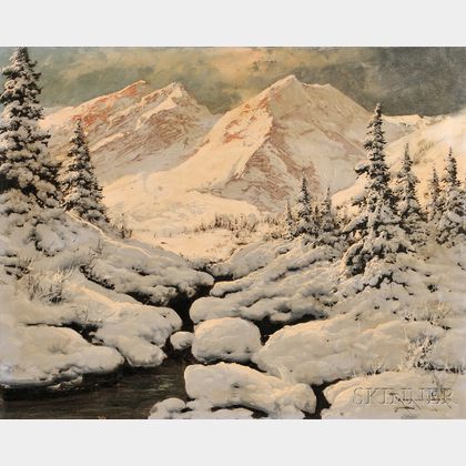 Laszlo Neogrady (Hungarian, 1896-1962) Mountain Snow Scene
