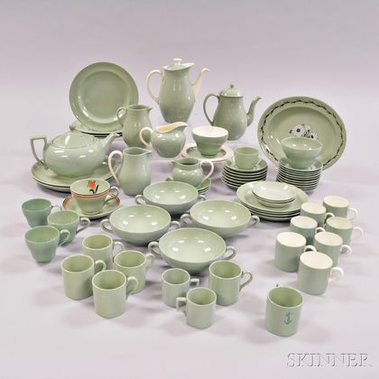 Seventy Wedgwood "Celadon," "Winter Green," and "Orient Line" Tea and Tableware Items.