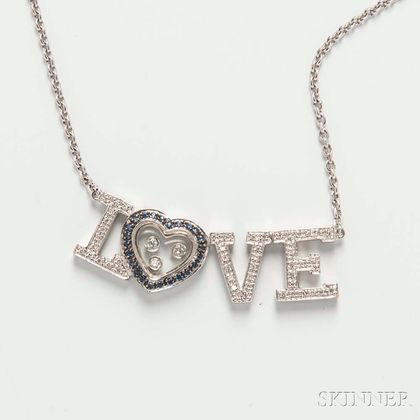 18kt White Gold and Diamond "Love" Necklace